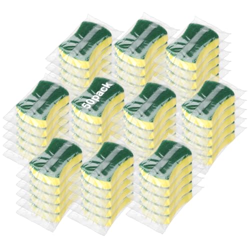 50 Pcs Individually Wrapped Sponges Uncompressed Green (Green)
