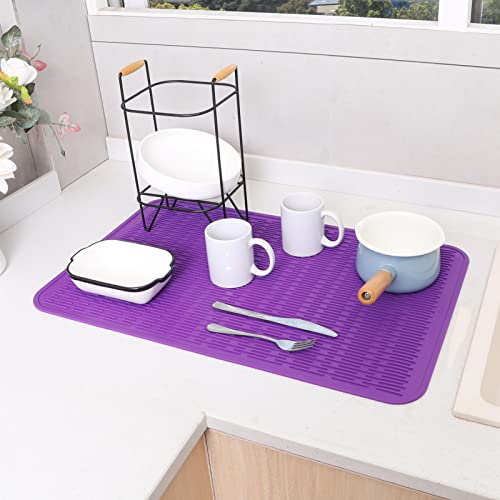Silicone Dish Drying Mat for Multiple Usage (Purple / 28"L x 18"W)