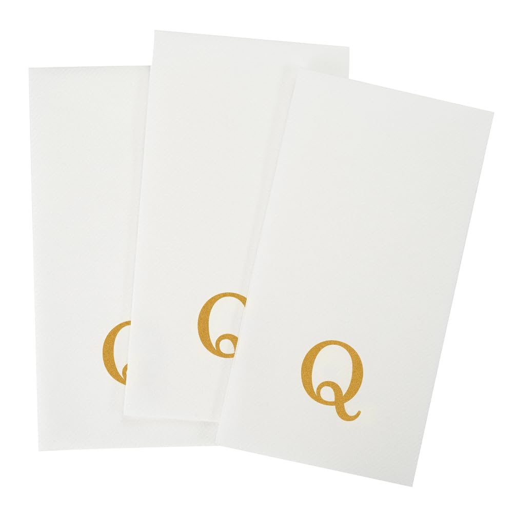 Paper Rectangle Gold Letter Q Linen (Gold / 2000 Count / Q)