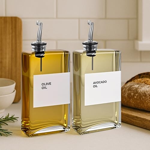 Glass Oil Dispenser for Kitchen (Silver / 11.8 fl oz (4-Pack))