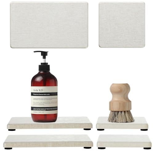 4PCS Bathroom Sink Vanity Trays (4 Pack - Pearl Gray / 9" X 3.5")