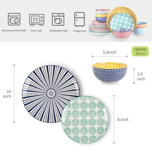 Ceramic Dinnerware Sets for 6 (Assorted Colors / 18 Pieces)