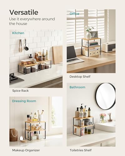 Cabinet Organizer Shelf (Black + Natural / 2*S (5.4"H) + 2*S (6.2"H))