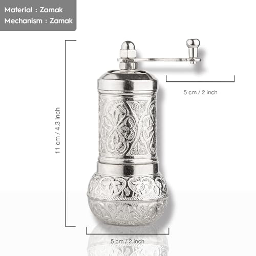 Handmade Decorative Black Pepper Grinder (Silver)