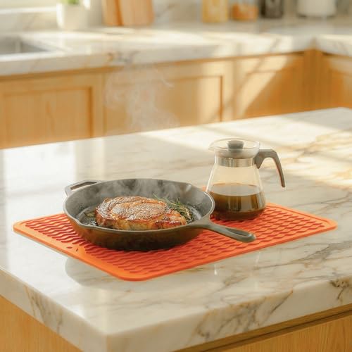 Silicone Dish Drying Mat (Orange / 16"L x 12"W)