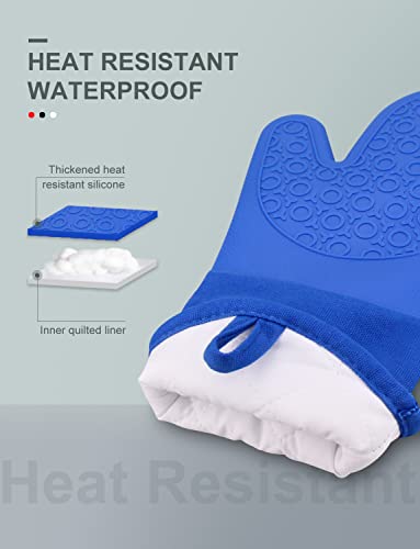 Silicone Oven Mitts (Royal Blue / 13.8in Oven Mitts)