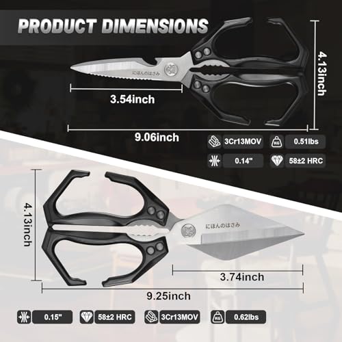 Heavy Duty Poultry Shears Set for Chicken (Black)