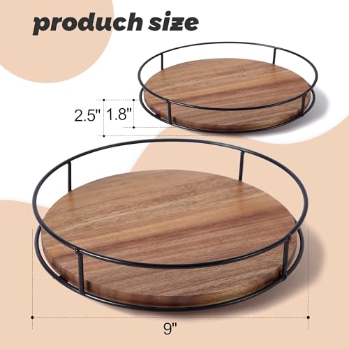 9" Acacia Wood Lazy Susan Turntable