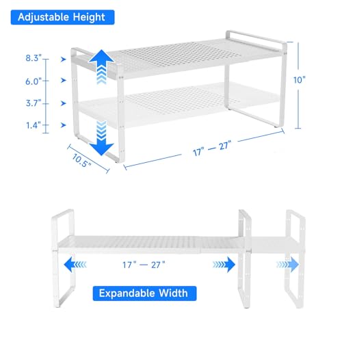 Expandable Cabinet Shelf Organizers (White Large)