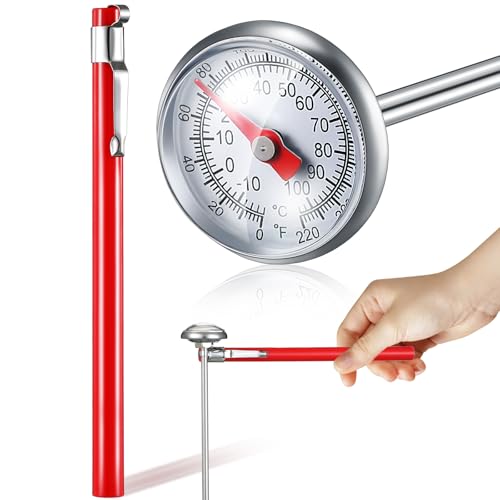 1 Pcs Stainless Steel Kitchen Dial Thermometer 5" (Red)