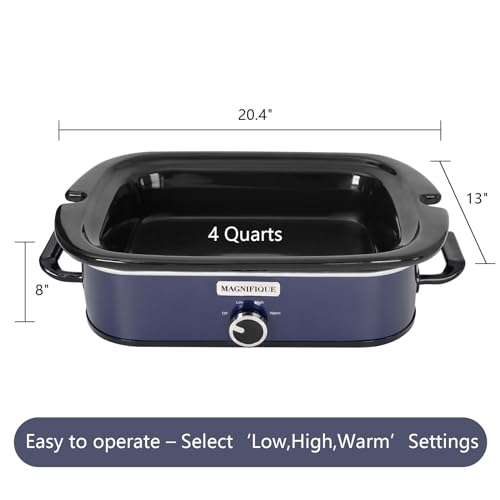 4 Quart Slow Cooker with Casserole Manual Warm Setting