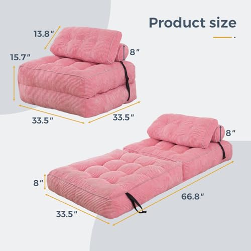 Folding Sofa Bed (Pink / Single)