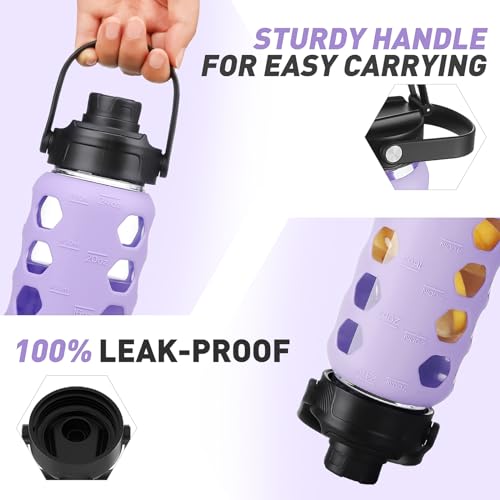 Glass Water Bottle (Purple / 24 Ounces)