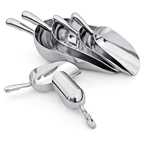 34509 One Piece Cast Aluminum Round Bottom Bar Ice Flour Utility Scoop (5-Ounce / Silver)