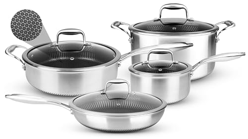 8 Piece Triply Cookware Set Stainless Steel (Stainless Steel / 8 piece Cookware set)
