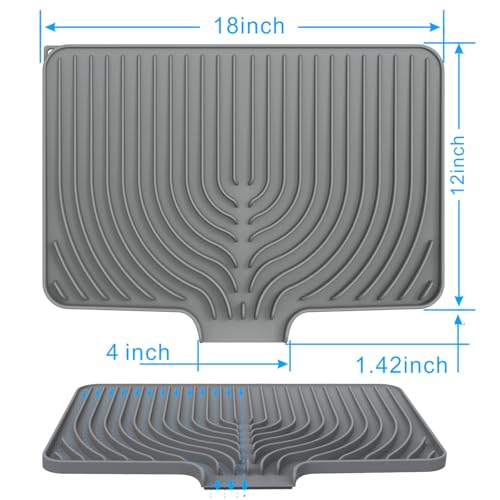 Dish drying mats for kitchen counter (18"×12" / Gray)