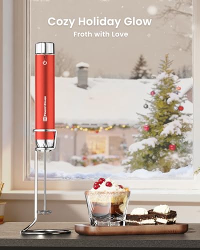 LunaFro Max Rechargeable Milk Frother (Santa Red (Gift Box))