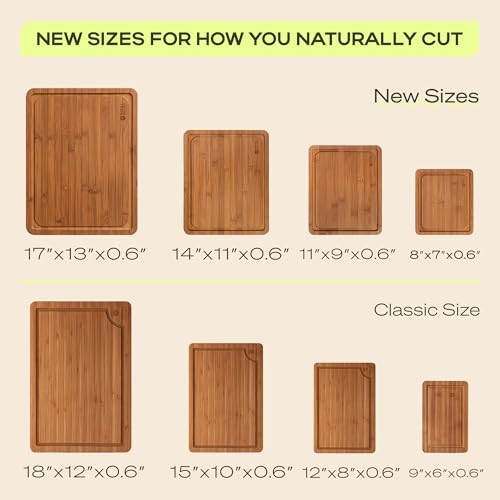 Wooden Cutting Boards for Kitchen Meal Prep & Serving (4-Piece / Carbonized)