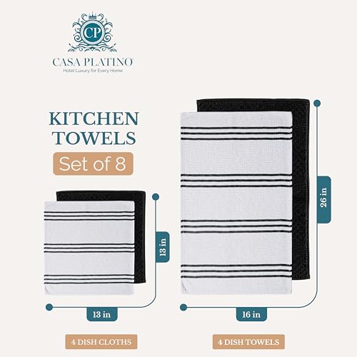 Kitchen Towel Set 8 Pc (Terry - Black / Kitchen Towel Set - 8 Pack)