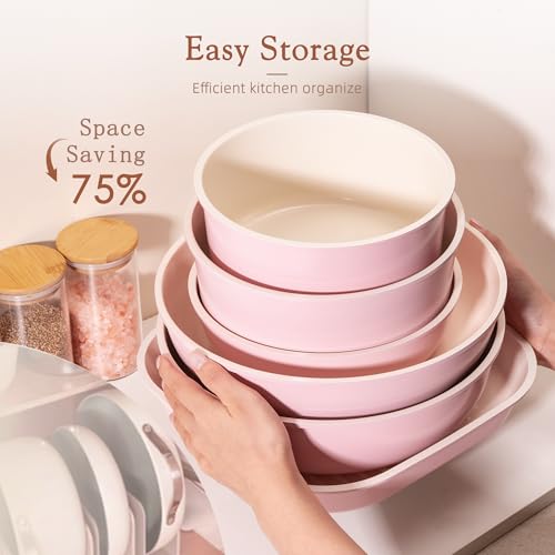 23 Pcs Pots and Pans Set Non Stick (Pink / 23 Piece)