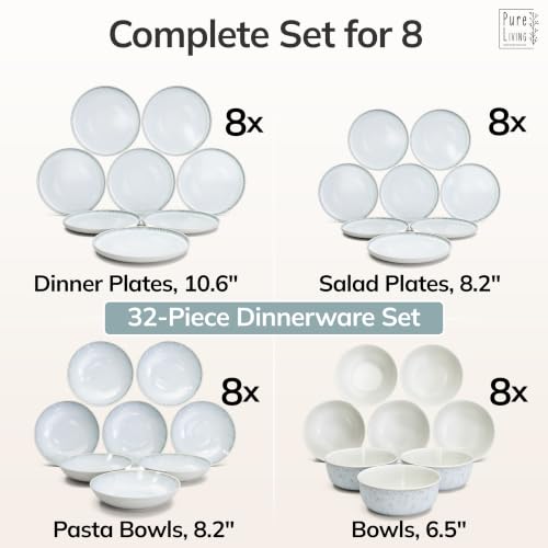 32 Piece Stoneware Dinnerware Set for 8 (Light / Beige Blue / Set for 8 (32pcs))