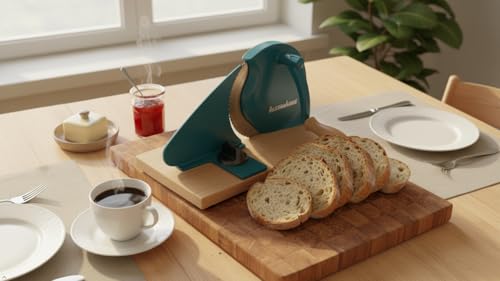 Original Classic Adjustable Bread Slicer for Uniform Slices (11.75" x 8" x 4.7" / Water Blue)