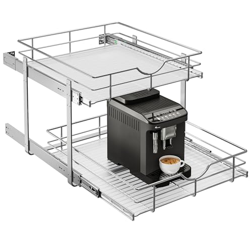 2 Tier Kitchen Cabinet Pullout Shelf and Drawer Organizer (W20 (20"W x 22"D) / 2 Tiers)