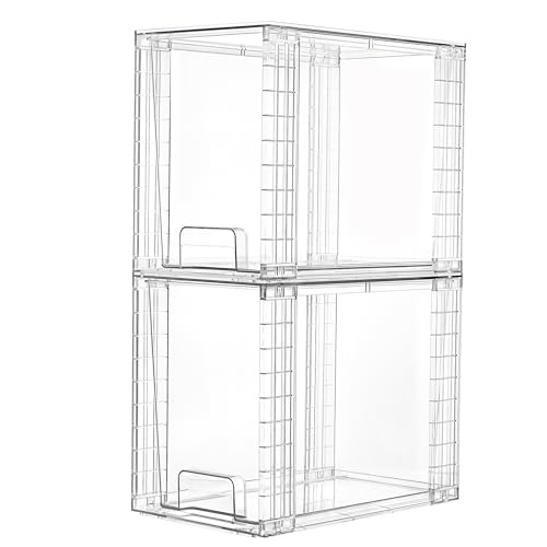 2 Pack Clear Stackable Storage Drawers (2Pack 9.7"H)