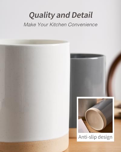 Ceramic Utensil Holder (White and Dark Gray)