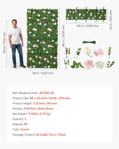 Artificial Luxury‌ Flower Wall Backdrop (Mixed Leaf / 2×8 FT-2Pcs)