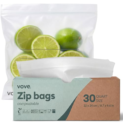 Compostable Quart Zip Bags 30 Count