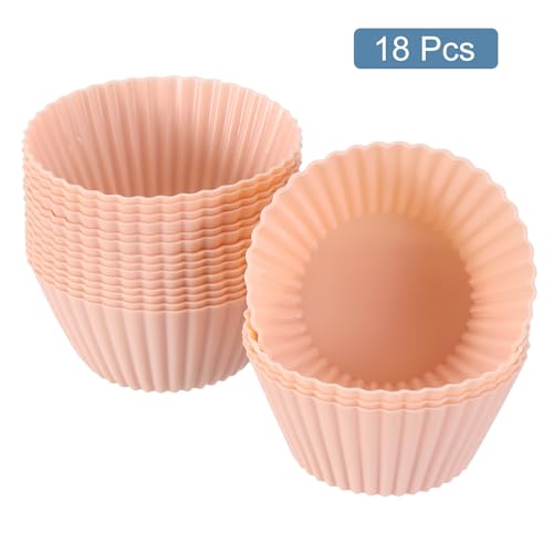 18Pcs Silicone Cupcake Liners (Orange Pink / 2.8")