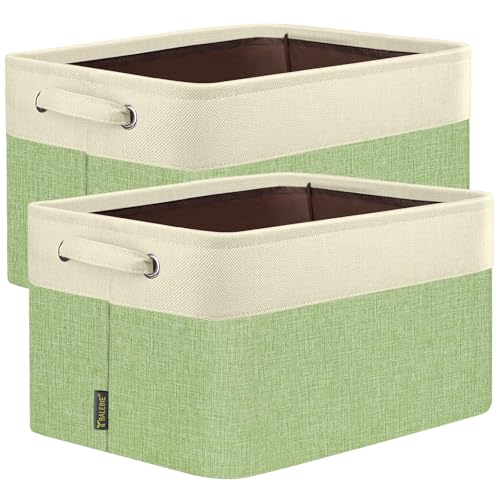2 Pack Fabric Closet Storage Bins for Shelves (Green / 2PCS/Medium-14x10x8.5)