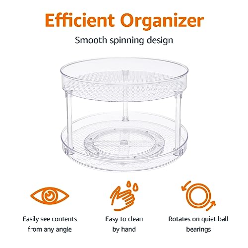 2 Tier Lazy Susan Turntable Organizer for Condiments