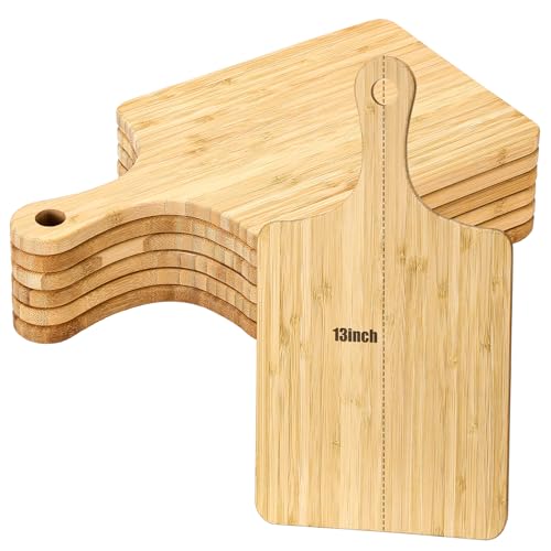 6 Pcs Bamboo Cutting Boards Bulk 13 Inch Thicken with Handle (13 x 7 inches)