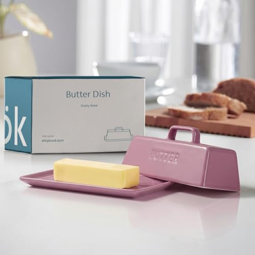 Ceramic Butter Dish with Lid (Dusty Rose)