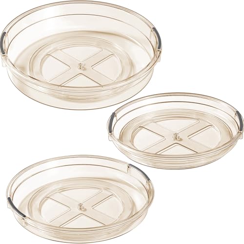 3 Pack Lazy Susan Organizer Turntable for Cabinet (Amber / 3 Pack 12in+10.6in+9.25in)