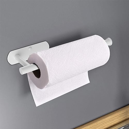 Self Adhesive Paper Towel Holder Under Cabinet Mount (White / 2 Pack)
