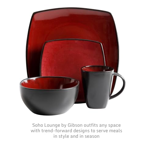 Soho Lounge Square 16 (Service for 4 (16pcs) / Red/Black (Soho Lounge))