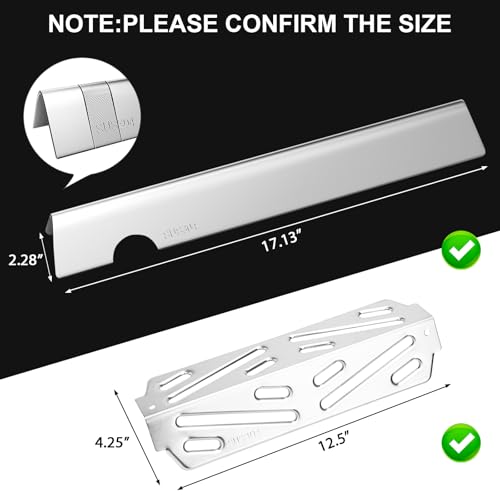 SUS304 Heat Deflectors & 17" Flavorizer Bars for Weber Genesis 2 400 Series (17.13"×2.28"×2.17" - 66033 Genesis II LX E440)