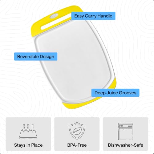 BPA Free Reversible Kitchen Cutting Board (Lemon/White / Large (Pack of 3))