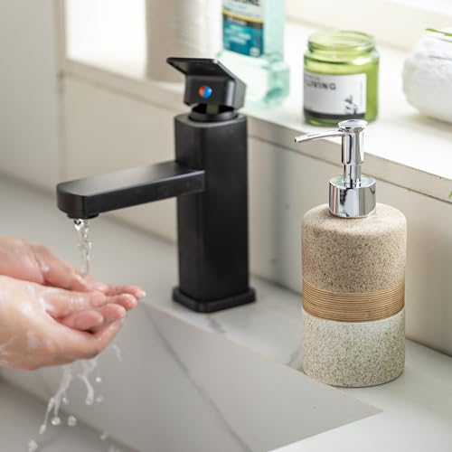 Ceramic Kitchen Dish Soap Dispenser Set with Stainless Steel Pump (Beige and White / 1xSoap Dispenser)