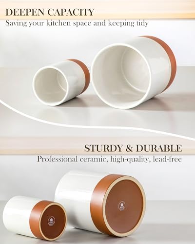 Utensil Holder (Khaki White / 7.3"+5.5" (Set of 2))