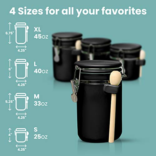 4 Piece Ceramic Kitchen Canisters Set (Black)