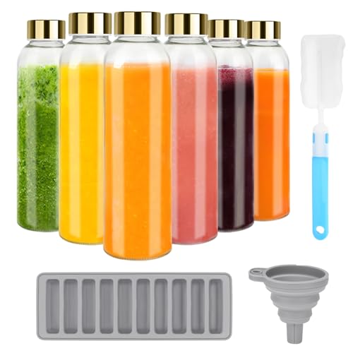 18 oz Glass Juice Bottles with Gold Lids
