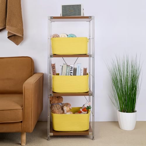 Large Storage Baskets for Shelves (3pcs-L17×W13×H7.5" / Yellow)