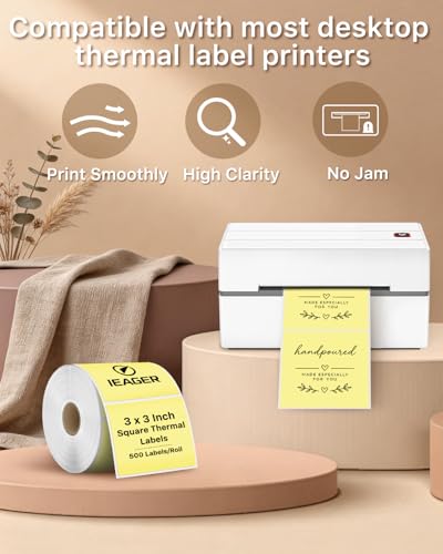 Yellow 3" x 3" Square Thermal Label Stickers
