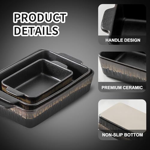 Bakeware Set Ceramic Baking Dish (Rough Black)