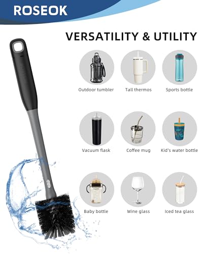 2 in 1 Bottle Brush with Straw Cleaner Brush (Black / 1pcs)