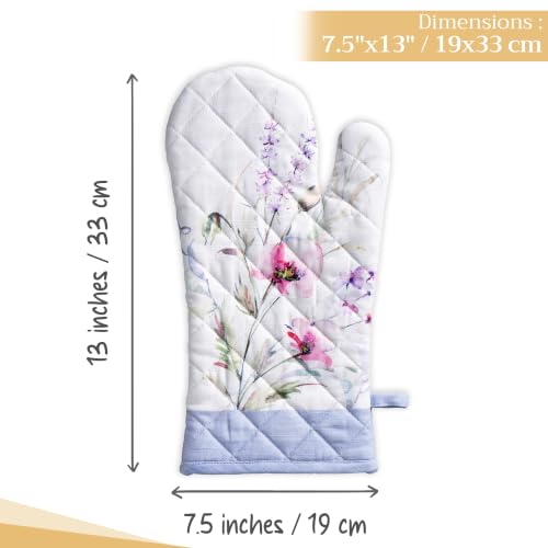 Maison d'Hermine Oven Gloves 100% Cotton Oven Mitt (068 - Summer Floral / 7.5" x 13" (Oven Mitt))